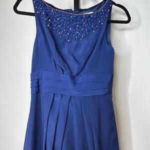 Jessica Simpson Beaded‎ Dress- size 4-ballon skirt hem, royal blue. Fabric beads